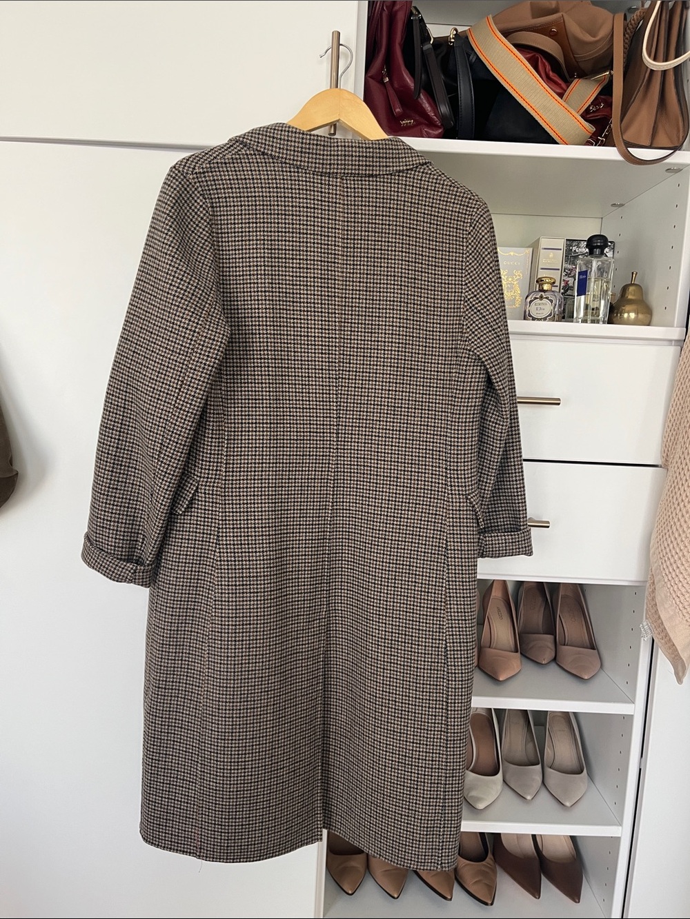 & Other Stories Brown Houndstooth Double-Breasted Trench Coat - Picture 6 of 6